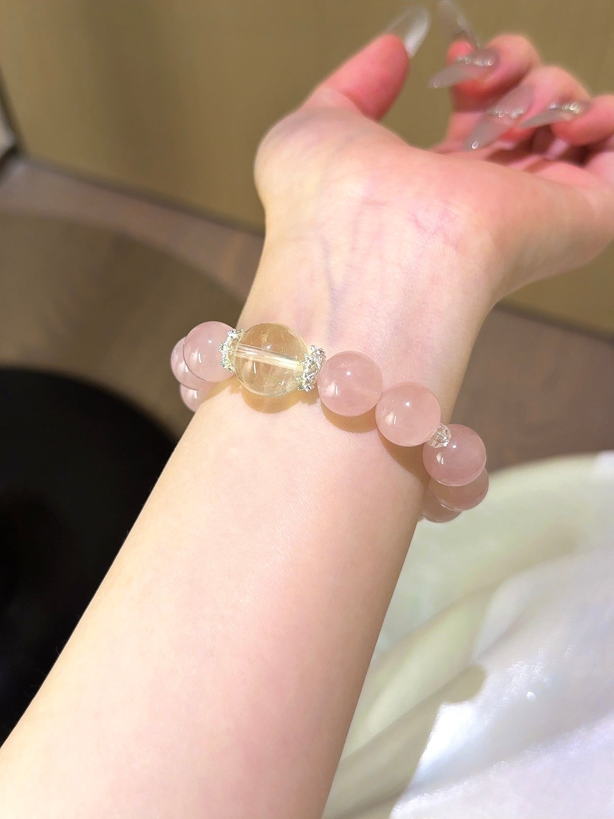 ▫️▪️ Pink crystal citrine bracelet